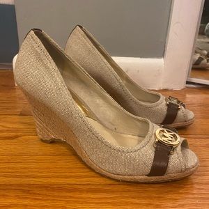 MICHAEL Michael Kors Cream/Brown Espadrille Wedges